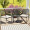 3-Piece Outdoor Bistro Set with Black PE Rattan Chairs and Off-White Cushions Include Glass Table